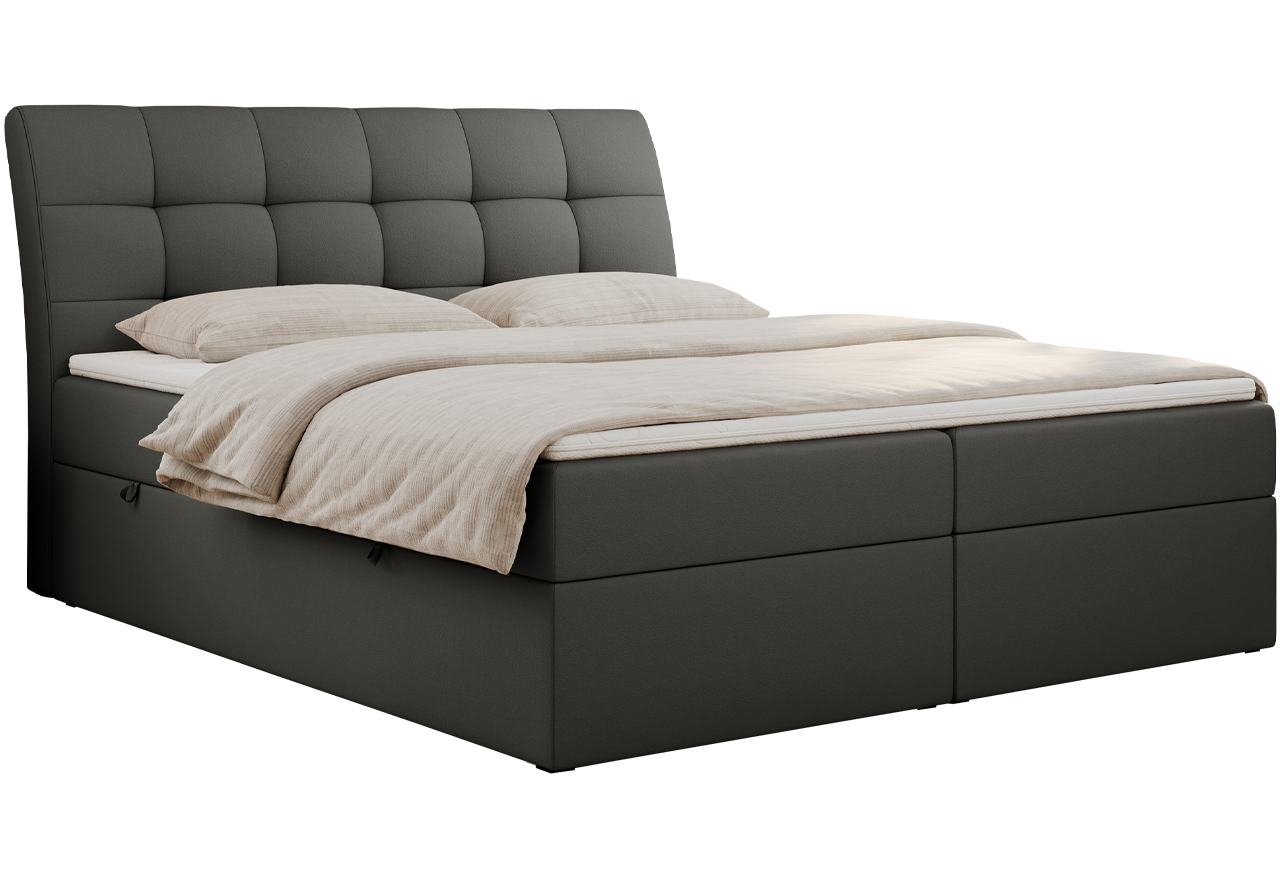 Łóżko kontynentalne DIEGOS 140x200 - H4 - szary, ekoskóra