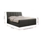 Łóżko kontynentalne DIEGOS 140x200 - H4 - szary, ekoskóra