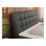 Łóżko kontynentalne DIEGOS 180x200 - H4 - szary, ekoskóra