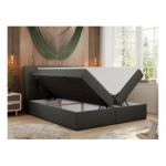 Łóżko kontynentalne DIEGOS 200x200 - H4 - szary, ekoskóra