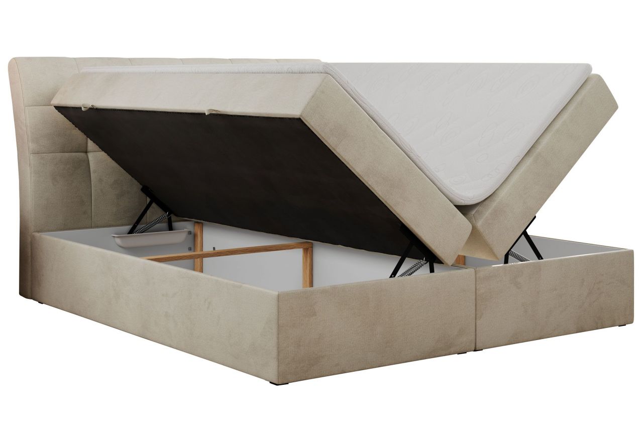 Łóżko kontynentalne DIEGOS 140x200 - H3 - beżowy, welwet