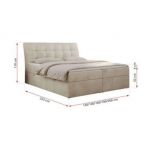 Łóżko kontynentalne DIEGOS 160x200 - H3 - beżowy, welwet