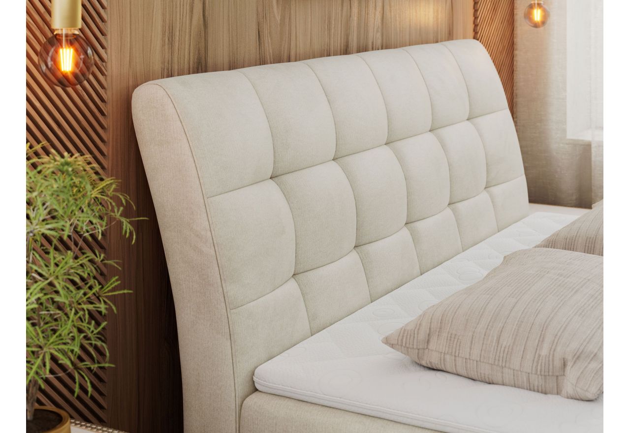 Łóżko kontynentalne DIEGOS 180x200 - H3 - beżowy, welwet