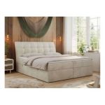 Łóżko kontynentalne DIEGOS 200x200 - H3 - beżowy, welwet