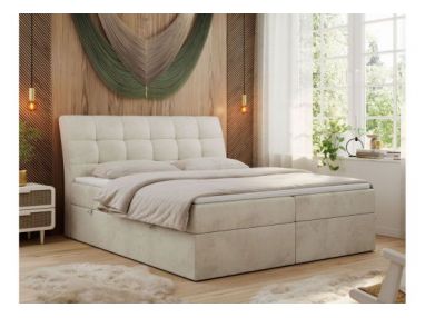 Łóżko kontynentalne DIEGOS 140x200 - H4 - beżowy, welwet