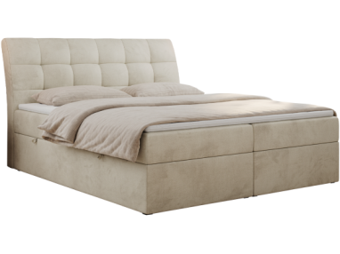 Łóżko kontynentalne DIEGOS 160x200 - H4 - beżowy, welwet