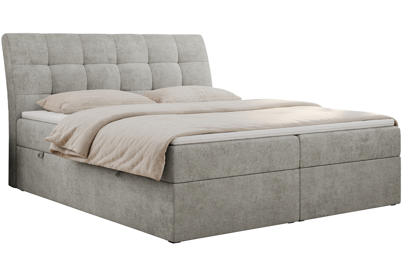 Łóżko kontynentalne DIEGOS 140x200 - H3 - jasnoszary, struktura