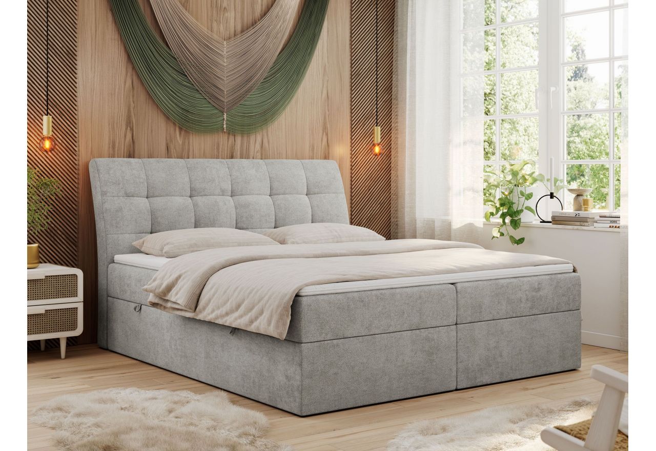 Łóżko kontynentalne DIEGOS 160x200 - H3 - jasnoszary, struktura