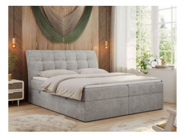 Łóżko kontynentalne DIEGOS 200x200 - H3 - jasnoszary, struktura