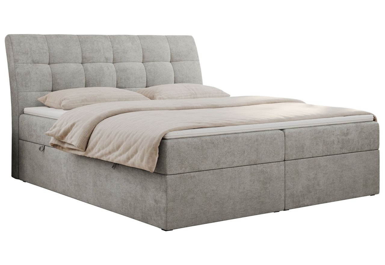 Łóżko kontynentalne DIEGOS 200x200 - H3 - jasnoszary, struktura