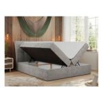 Łóżko kontynentalne DIEGOS 180x200 - H4 - jasnoszary, struktura