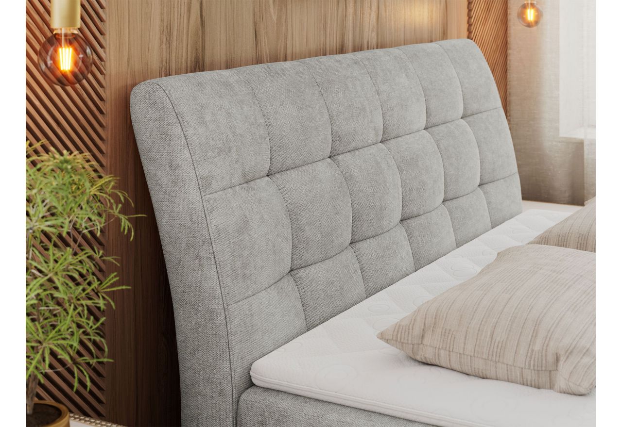 Łóżko kontynentalne DIEGOS 180x200 - H4 - jasnoszary, struktura