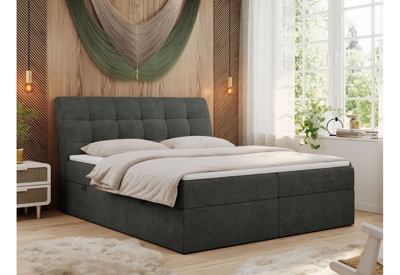 Łóżko kontynentalne DIEGOS 160x200 - H3 - ciemnoszary, struktura