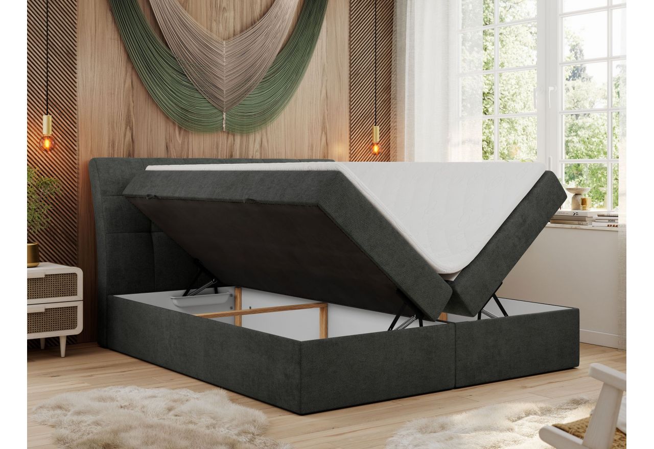 Łóżko kontynentalne DIEGOS 120x200 - H4 - ciemnoszary, struktura