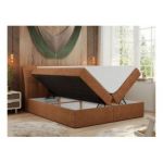 Łóżko kontynentalne DIEGOS 160x200 - H3 - pomarańczowy, struktura