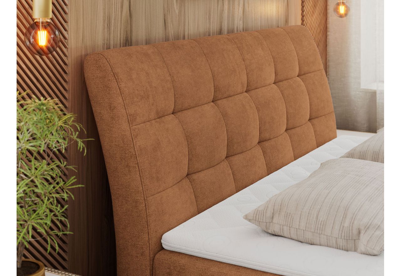 Łóżko kontynentalne DIEGOS 160x200 - H3 - pomarańczowy, struktura