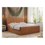 Łóżko kontynentalne DIEGOS 200x200 - H3 - pomarańczowy, struktura