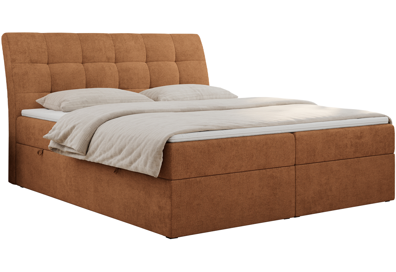 Łóżko kontynentalne DIEGOS 200x200 - H3 - pomarańczowy, struktura