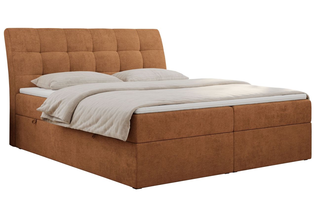 Łóżko kontynentalne DIEGOS 200x200 - H3 - pomarańczowy, struktura