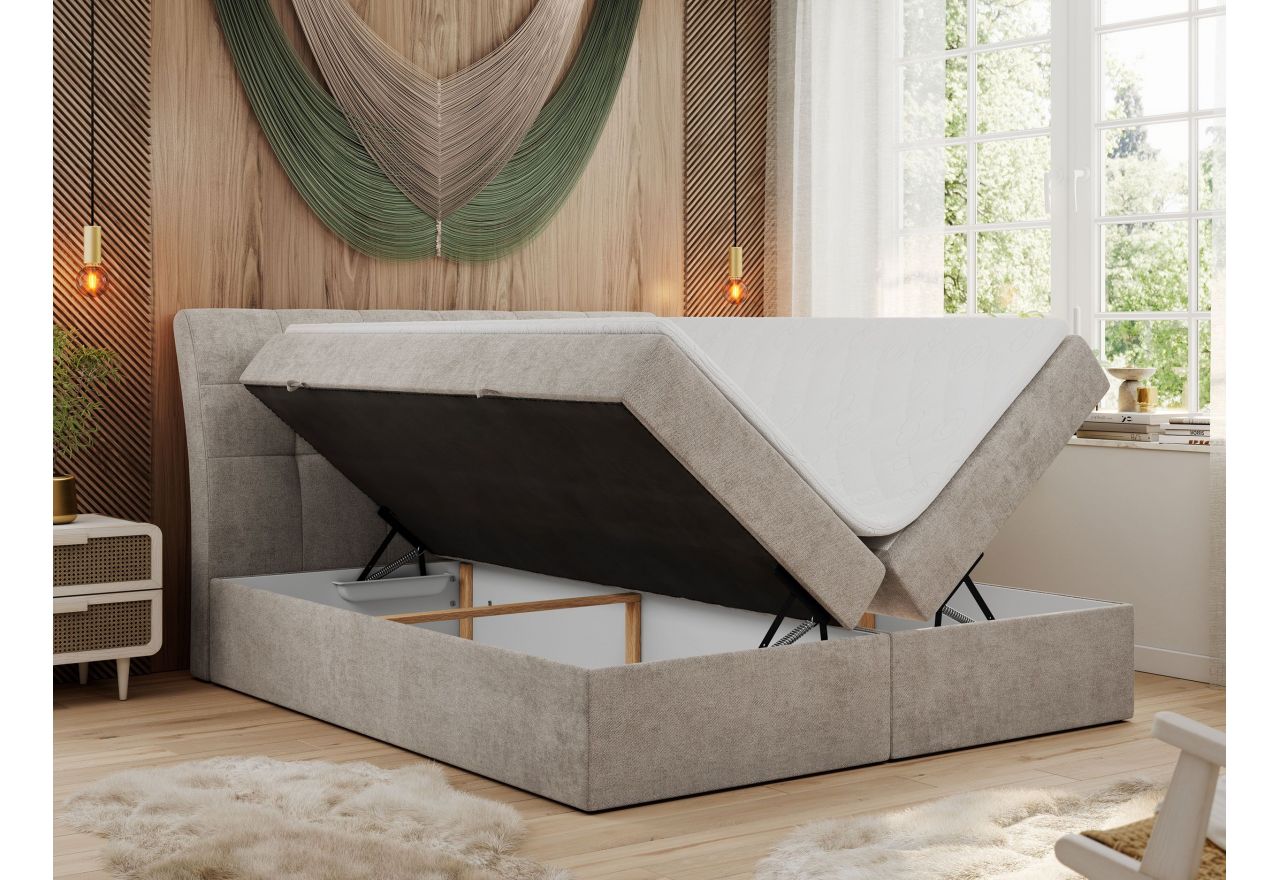 Łóżko kontynentalne DIEGOS 120x200 - H3 - beżowy, struktura