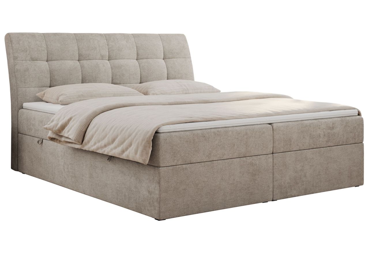 Łóżko kontynentalne DIEGOS 200x200 - H3 - beżowy, struktura