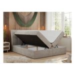 Łóżko kontynentalne DIEGOS 160x200 - H4 - beżowy, struktura