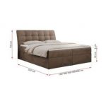 Łóżko kontynentalne DIEGOS 160x200 - H3 - brązowy, welwet