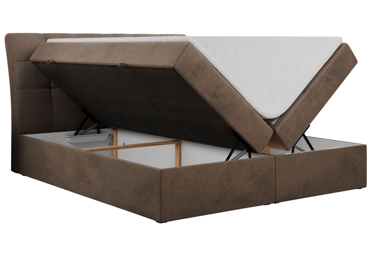 Łóżko kontynentalne DIEGOS 160x200 - H3 - brązowy, welwet