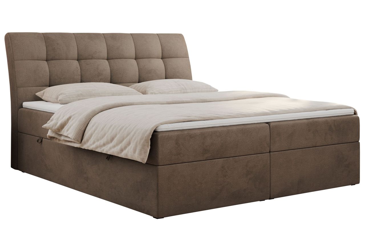 Łóżko kontynentalne DIEGOS 200x200 - H3 - brązowy, welwet