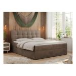 Łóżko kontynentalne DIEGOS 140x200 - H4 - brązowy, welwet