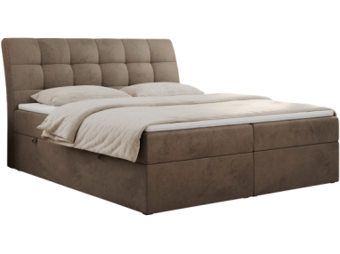 Łóżko kontynentalne DIEGOS 160x200 - H4 - brązowy, welwet