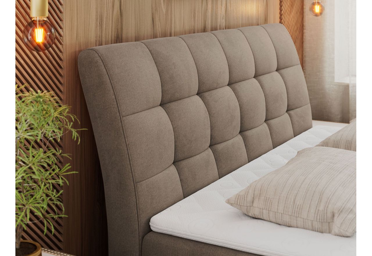 Łóżko kontynentalne DIEGOS 180x200 - H4 - brązowy, welwet