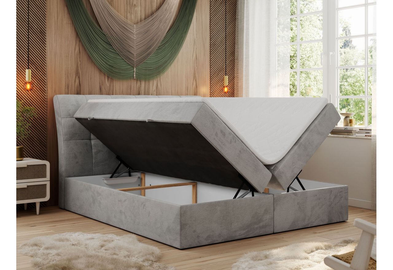 Łóżko kontynentalne DIEGOS 120x200 - H3 - jasnoszary, welwet