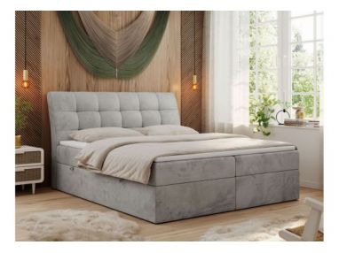 Łóżko kontynentalne DIEGOS 140x200 - H3 - jasnoszary, welwet