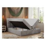 Łóżko kontynentalne DIEGOS 140x200 - H3 - jasnoszary, welwet