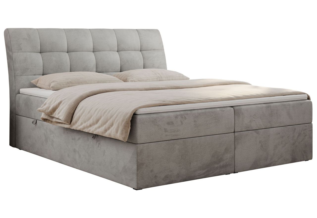 Łóżko kontynentalne DIEGOS 140x200 - H3 - jasnoszary, welwet