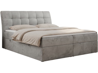 Łóżko kontynentalne DIEGOS 200x200 - H3 - jasnoszary, welwet