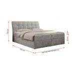Łóżko kontynentalne DIEGOS 200x200 - H3 - jasnoszary, welwet