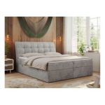 Łóżko kontynentalne DIEGOS 140x200 - H4 - jasnoszary, welwet