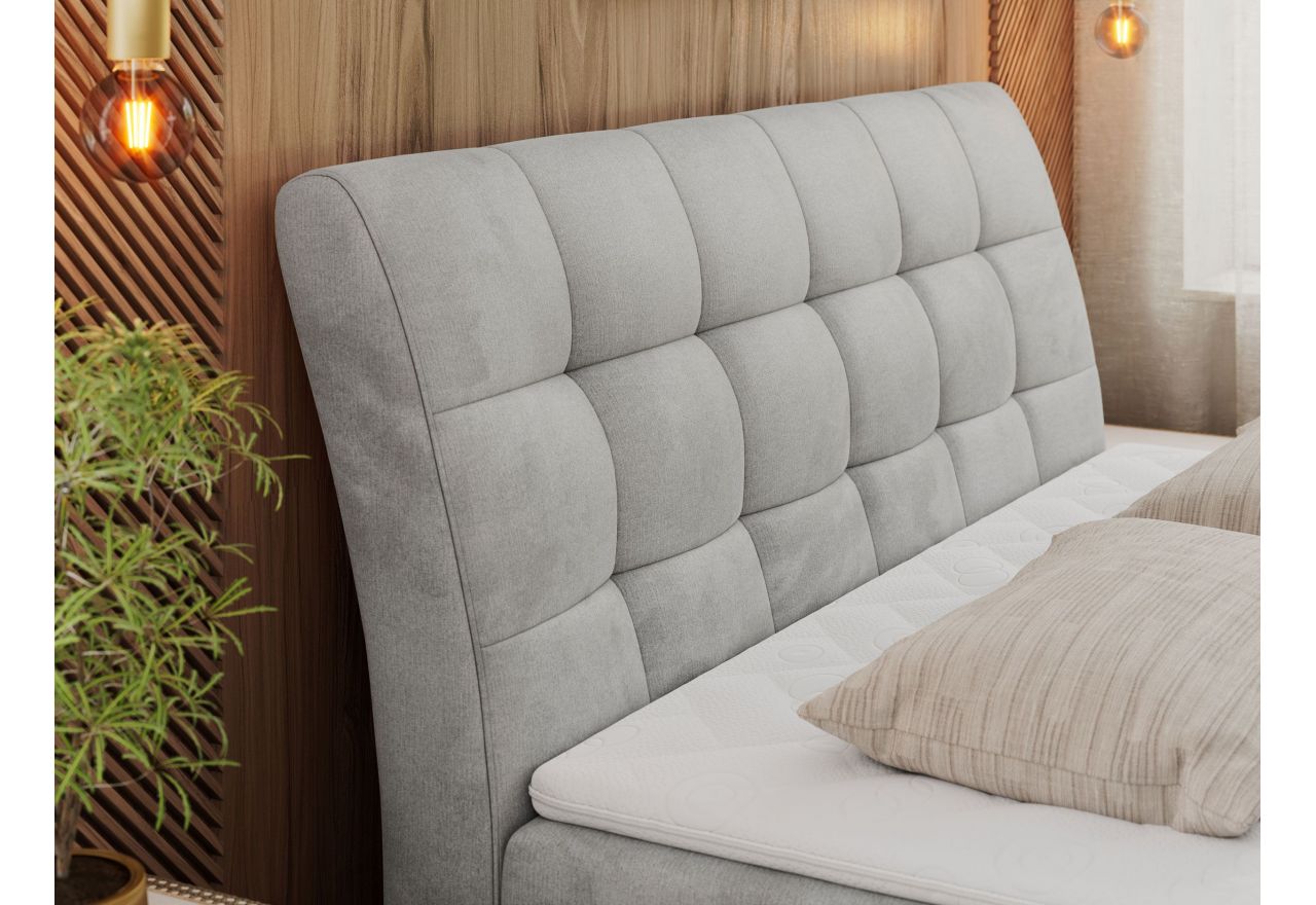 Łóżko kontynentalne DIEGOS 140x200 - H4 - jasnoszary, welwet