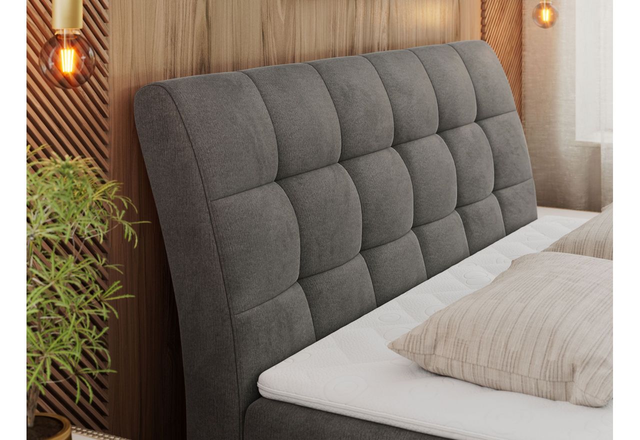 Łóżko kontynentalne DIEGOS 180x200 - H3 - ciemnoszary, welwet