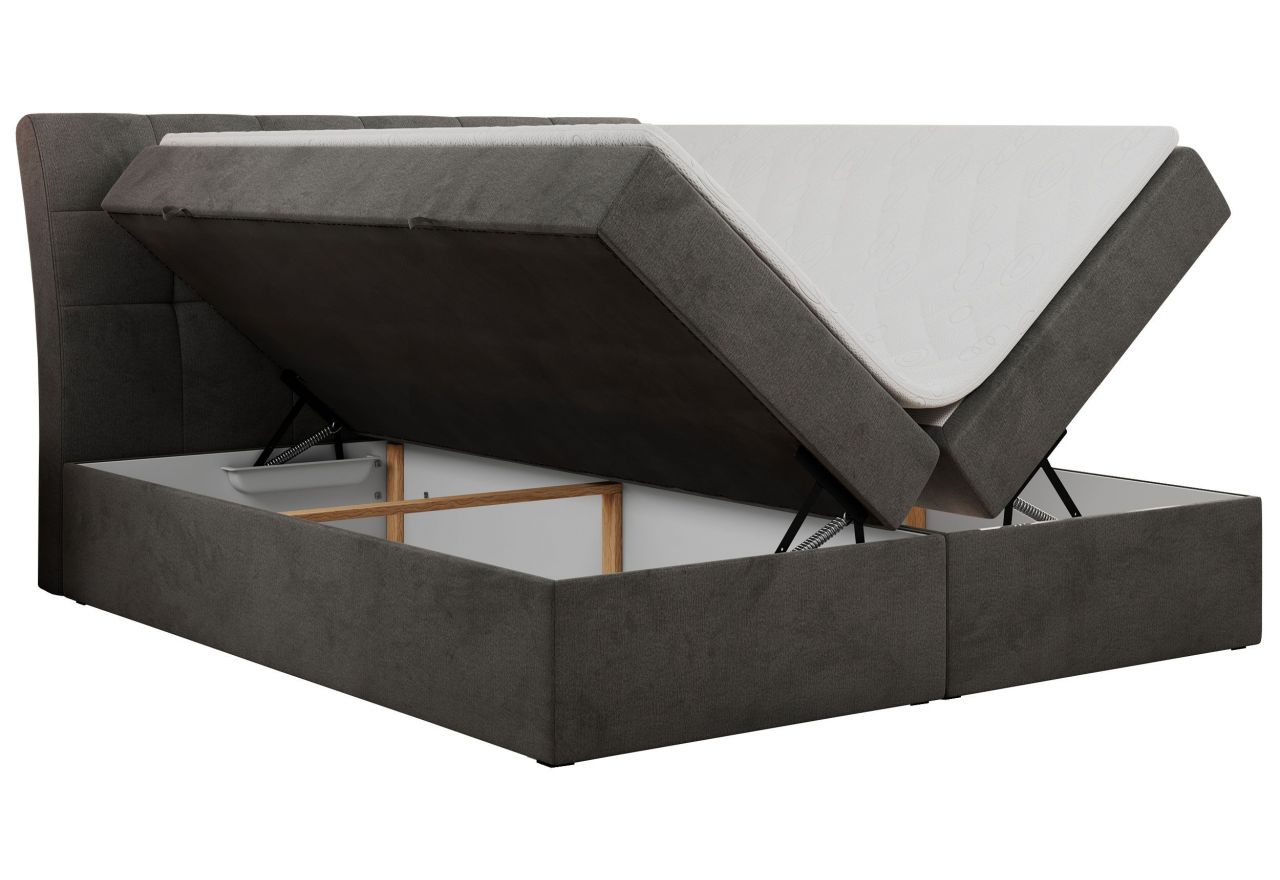 Łóżko kontynentalne DIEGOS 200x200 - H3 - ciemnoszary, welwet