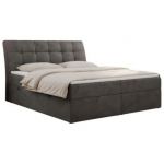 Łóżko kontynentalne DIEGOS 120x200 - H4 - ciemnoszary, welwet