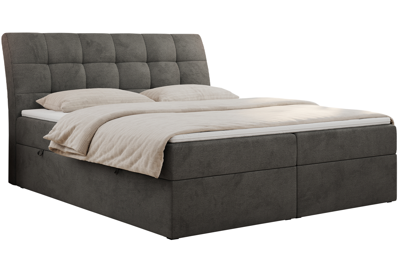 Łóżko kontynentalne DIEGOS 140x200 - H4 - ciemnoszary, welwet