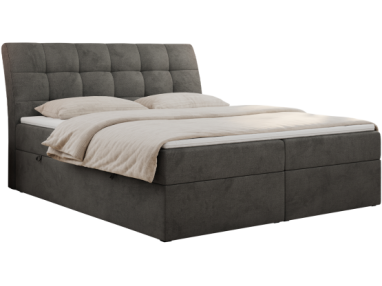 Łóżko kontynentalne DIEGOS 160x200 - H4 - ciemnoszary, welwet