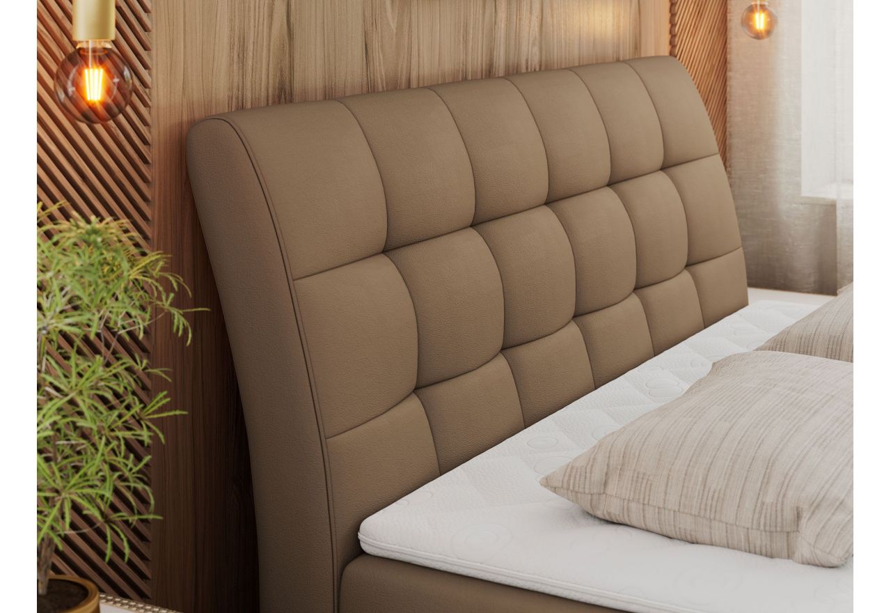 Łóżko kontynentalne DIEGOS 120x200 - H3 - brązowy, ekoskóra