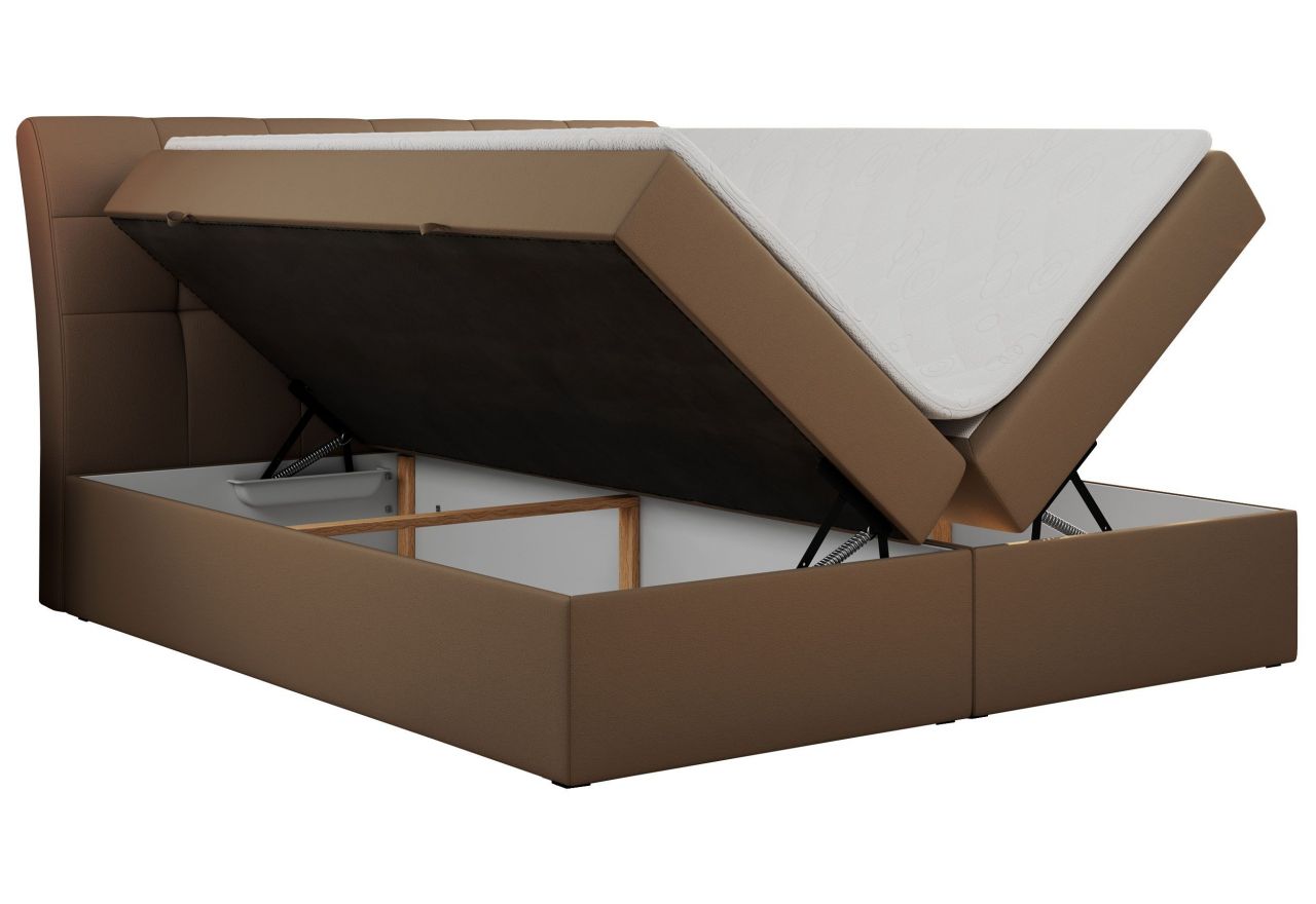 Łóżko kontynentalne DIEGOS 120x200 - H3 - brązowy, ekoskóra