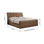 Łóżko kontynentalne DIEGOS 140x200 - H3 - brązowy, ekoskóra