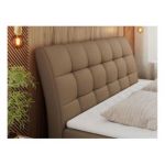 Łóżko kontynentalne DIEGOS 140x200 - H3 - brązowy, ekoskóra