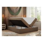 Łóżko kontynentalne DIEGOS 180x200 - H3 - brązowy, ekoskóra